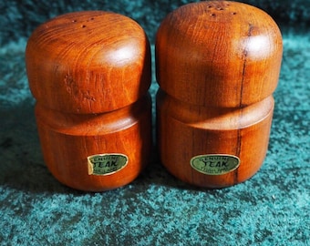 Genuine Teak Wood Salt and Pepper Shakers, Mid Century Modern(circa 1950s).