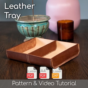 Leather Tray Pattern Leather Craft Valet Tray Pattern PDF Download Tray Template DIY Leather Catchall Tray Video Tutorial