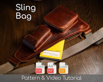 Modello per borsa a tracolla, modello per borsa a tracolla - Tutorial per la lavorazione della pelle in formato PDF con video tutorial