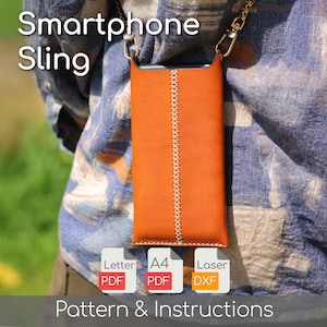 Phone Crossbody Case Pattern Leather Craft Phone Bag Pattern PDF Download Phone Sling Bag Template DIY Tutorial