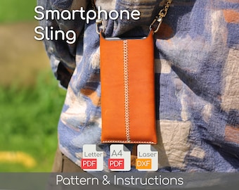 Phone Crossbody Case Pattern Leather Craft Phone Bag Pattern PDF Download Phone Sling Bag Template DIY Tutorial