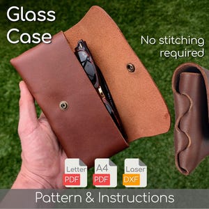 Glasses Case Pattern no Sewing Leather Craft Spectacle Case Pattern PDF Download Sunglass Case Template DIY Glasses Case Tutorial