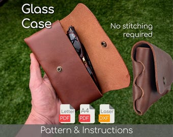 Brillenetui Schnittmuster kein Nähen Leder Basteln Brillenetui Schnittmuster PDF Download Sunglass Case Template DIY Brillenetui Nähanleitung