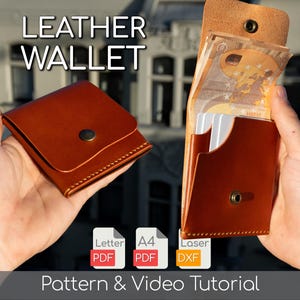 Padrão de carteira de couro Padrão de carteira dobrável de couro para artesanato Download em PDF Modelo de carteira Tutorial em vídeo de carteira de couro faça você mesmo