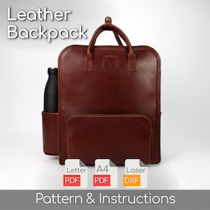 Leather Backpack Pattern Pattern Leather Craft Minimal Backpack Pattern PDF Download Bag pack Template DIY Tutorial