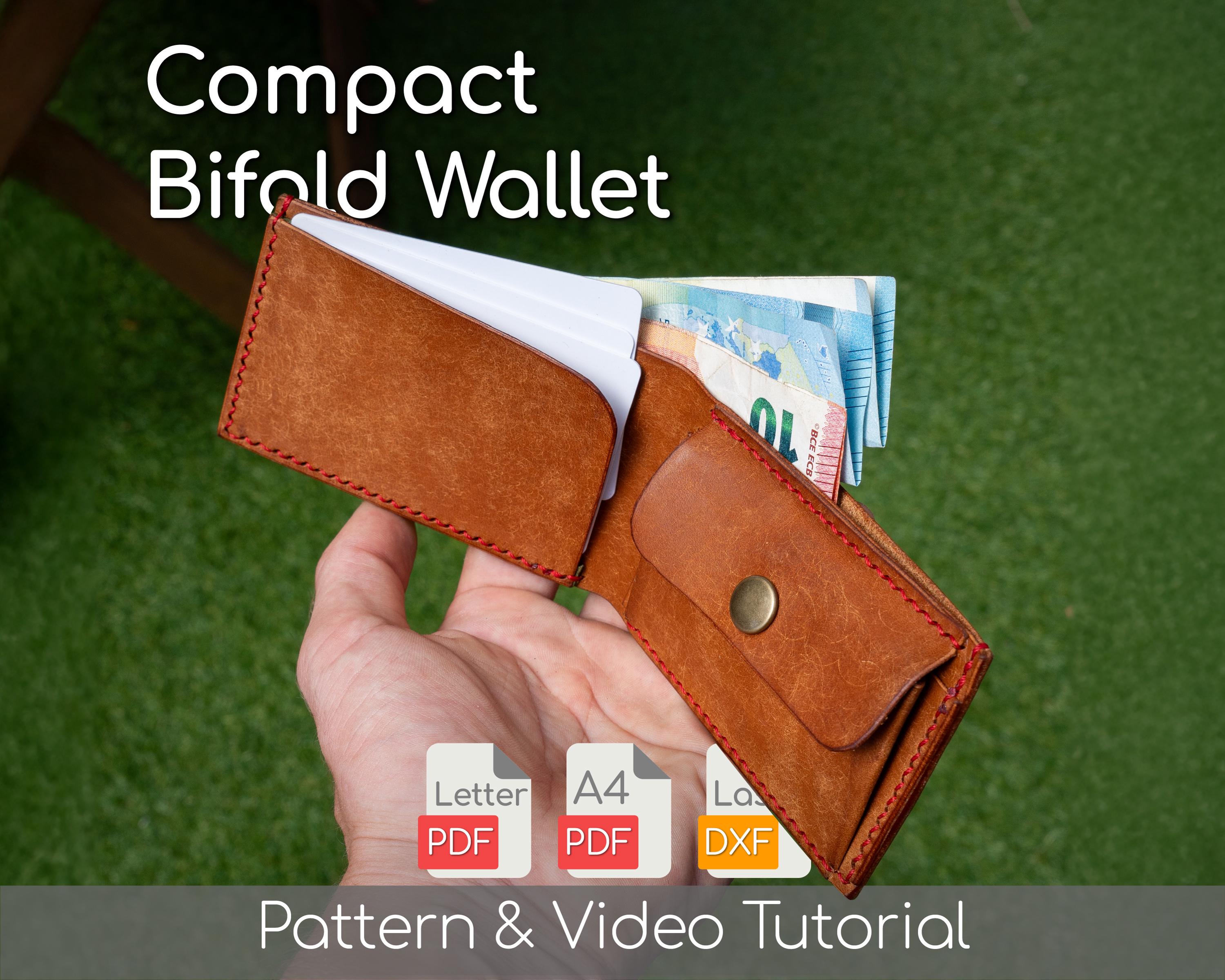 Leather Compact Bifold Wallet Pattern PDF - Wallet With Card