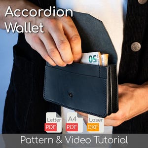 Leather Wallet Pattern Leather Craft Leather Clutch Pattern PDF Download Clutch Template DIY Accordion Wallet Tutorial Video Instructions
