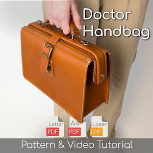 Wzór na skórzaną torbę lekarską w formacie PDF – torebka typu crossbody z blokadą ramy + samouczek wideo