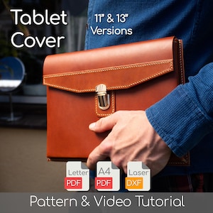 Molde de capa para tablet, artesanato em couro, molde de capa para iPad em PDF, download de modelo de capa para tablet, tutorial em vídeo faça você mesmo para tablet