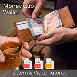 Money Clip Wallet Pattern Leathercraft Slim Bifold Wallet Pattern PDF Download Minimal Wallet Template DIY Leather Wallet Video Tutorial
