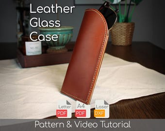 Leather Glasses Case Pattern Leather Craft Spectacle Case Pattern PDF Download Case Template DIY Sunglass Box Video Tutorial