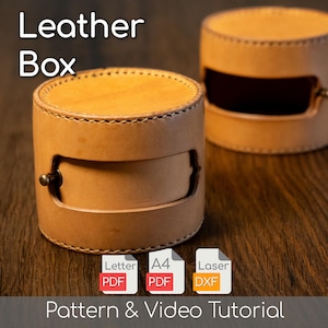 Leather Storage Pouch Pattern Leather Craft Dice Box Template, PDF Download, DIY Leather Pouch Tutorial with Video Instructions