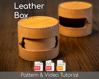 Leather Storage Pouch Pattern Leather Craft Dice Box Template, PDF Download, DIY Leather Pouch Tutorial with Video Instructions