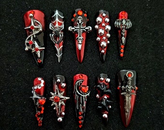 VAMPIRE ASCENDANT! // Astarion - Baldur's Gate III, Vampire Inspired - Hand-made Reusable Press-On Nails! (Free Shipping)