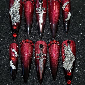 CROW! // Qin Che Sylus - Love & Deepspace Inspired - Hand-made Reusable Press-On Nails! (FREE SHIPPING) - Lads/Lds Theme