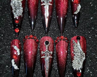 CROW! // Qin Che Sylus - Love & Deepspace Inspired - Hand-made Reusable Press-On Nails! (FREE SHIPPING) - Lads/Lds Theme