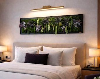 Moss picture with fern, amaranth and eucalyptus, natural colors, nature in the living room, beautiful gift, 3D effect, natural mosses and plants