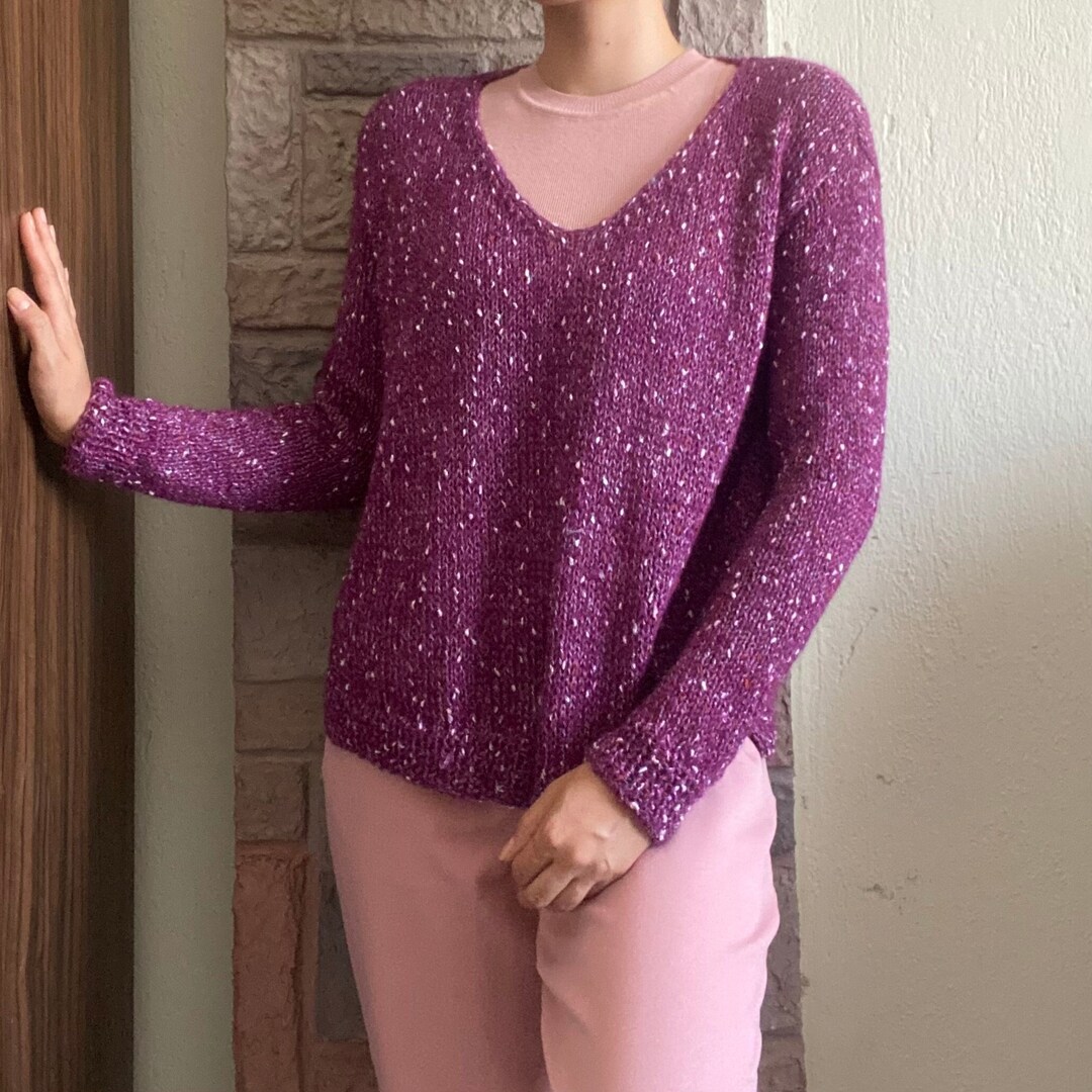 Purple Italian Kid Mohair Sweater Oversized Tweed Sweater Etsy