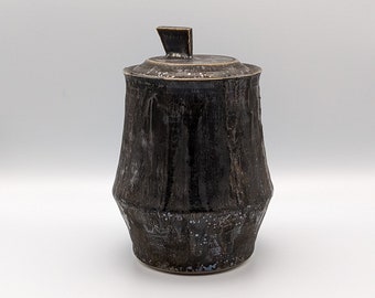 Handmade ceramic lidded jar