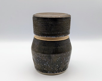 Handmade ceramic lidded jar