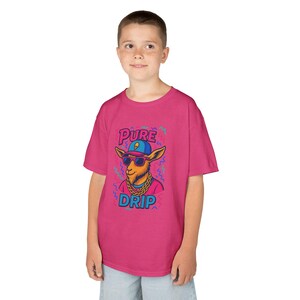 Pure Drip Goat Vibrant Kids Tee with Graphic | Fun Cotton T-Shirt for Boys and Girls, Birthday Gift, Streetwear Style, Cool Summer Look