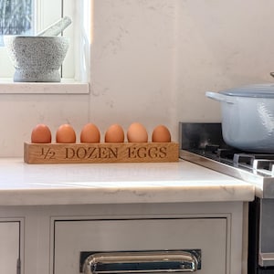 Oak Wooden 6 Egg Rectangular Holder – Personalised Home Décor – Gift – UK Made