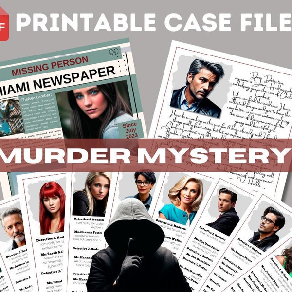 Murder Mystery Detective Case files, Unsolved case, Digital case files, Printable, Instant Download and investigate