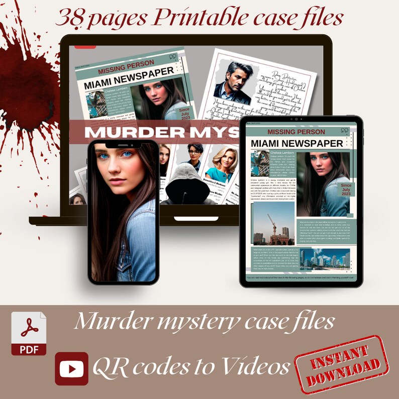Murder Mystery Detective Case Files, Unsolved Case, Digital Case Files, Printable, Instant