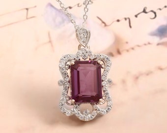 Collier de pierres précieuses à changement de couleur| Cadeau de fiançailles| Cadeau de mariage pour elle | Pendentif alexandrite pour femme| Bijoux en alexandrite| Bijoux en argent 925