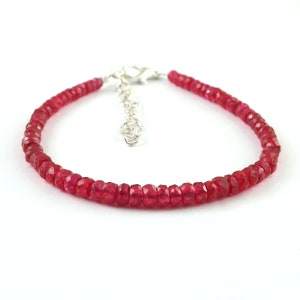 Bracelet de perles facettées rubis naturels AAA++ | Rondelle à facettes rubis | Bracelet rubis | Bracelet rubis délicat| Pierre gemme rubis| Bijoux en rubis|