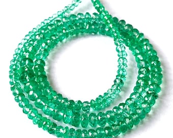 Top Quality Emerald Necklace,AAA++ Zambia Emerald Faceted Rondelle Bead, Great Luster Emerald Beads, Emerald Gemstone Bead, Sparkling Bead