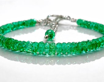 AAA++Top Quality Emerald Bracelet, Natural Emerald Faceted Beads, Zambia Emerald Strand, Amazing Emerald Bracelet, Emerald Gemstone Bead
