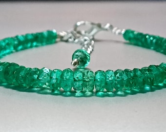 AAA++Top Quality Emerald Bracelet, Natural Emerald Faceted Beads, Zambia Emerald Strand, Amazing Emerald Bracelet, Emerald Gemstone Bead