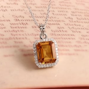 925 Silver Yellow Sapphire Pendant, Yellow Sapphire Necklace, Yellow Sapphire Necklace For Valentine, Birthstone Pendant, Christmas Gift,