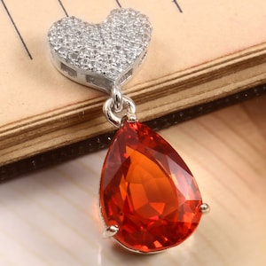 Sapphire Pendant, Padparadscha Sapphire Necklace, 925 Silver Wedding Jewelry, Anniversary Gift| Birthstone Sapphire Pendant, Christmas Gift