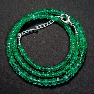 Top Quality Emerald Necklace,AAA++ Zambia Emerald Faceted Rondelle Bead, Great Luster Emerald Beads, Emerald Gemstone Bead, Sparkling Bead image 1