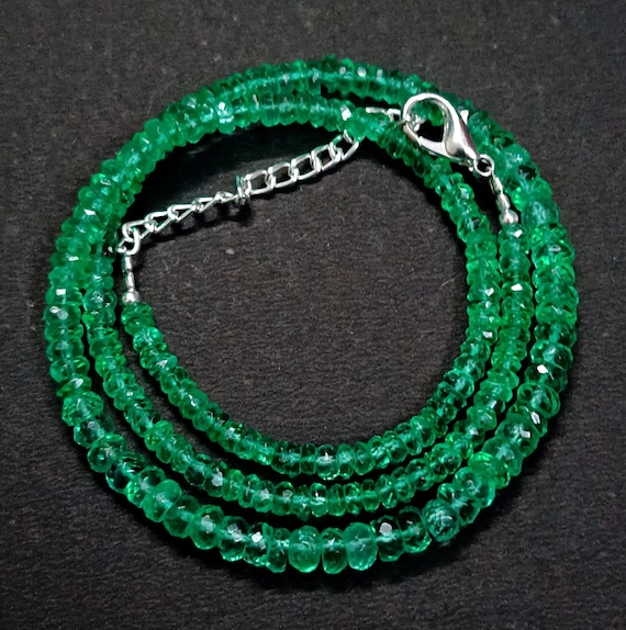 Top Quality Emerald Necklace,AAA++ Zambia Emerald Faceted Rondelle Bead, Great Luster Emerald Beads, Emerald Gemstone Bead, Sparkling Bead