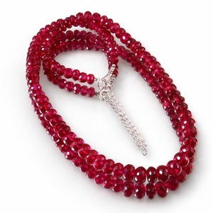 AAA ++ Rubin Halskette, Rubin facettierte Rondelle Perlen, funkelnde Edelsteinperlen, AAA +++ Rubin Halskette für Jahrestagsgeschenk, Geschenk für Frauen