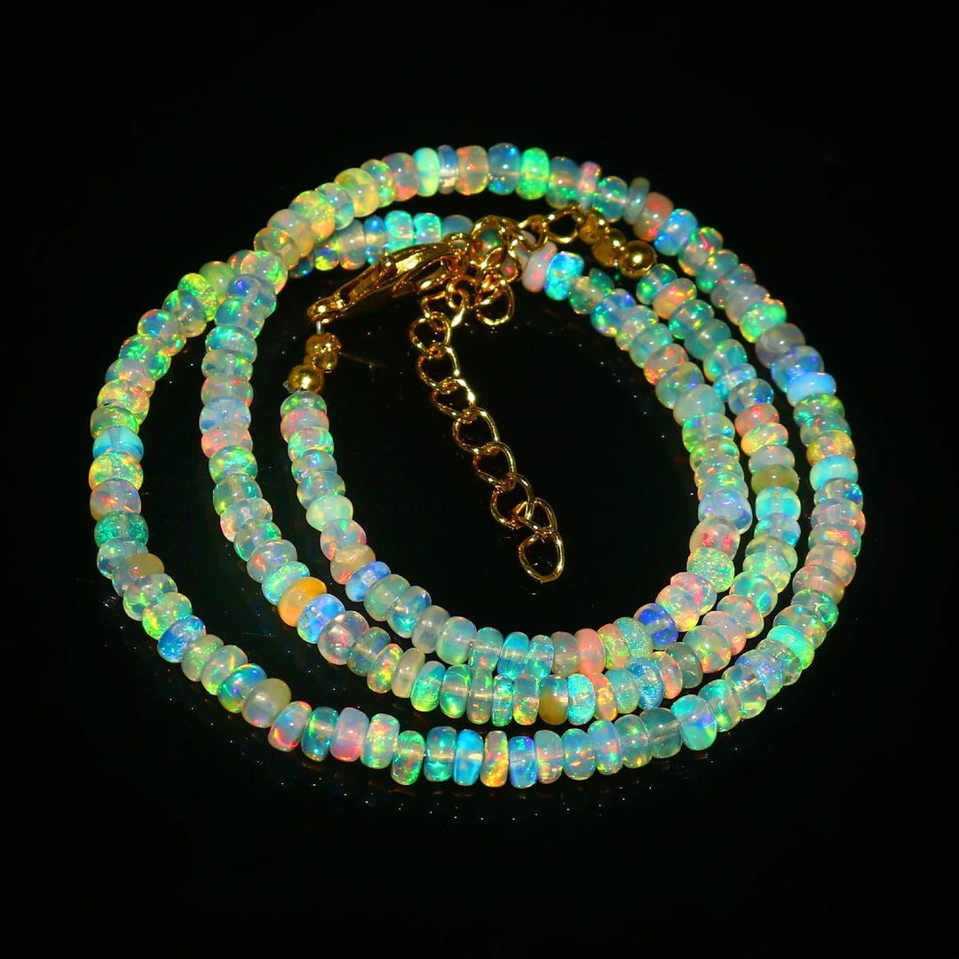 OPAL NECKLACE'S| AAA+++ Natural Ethiopian Opal Smooth Rondelle Beads ...