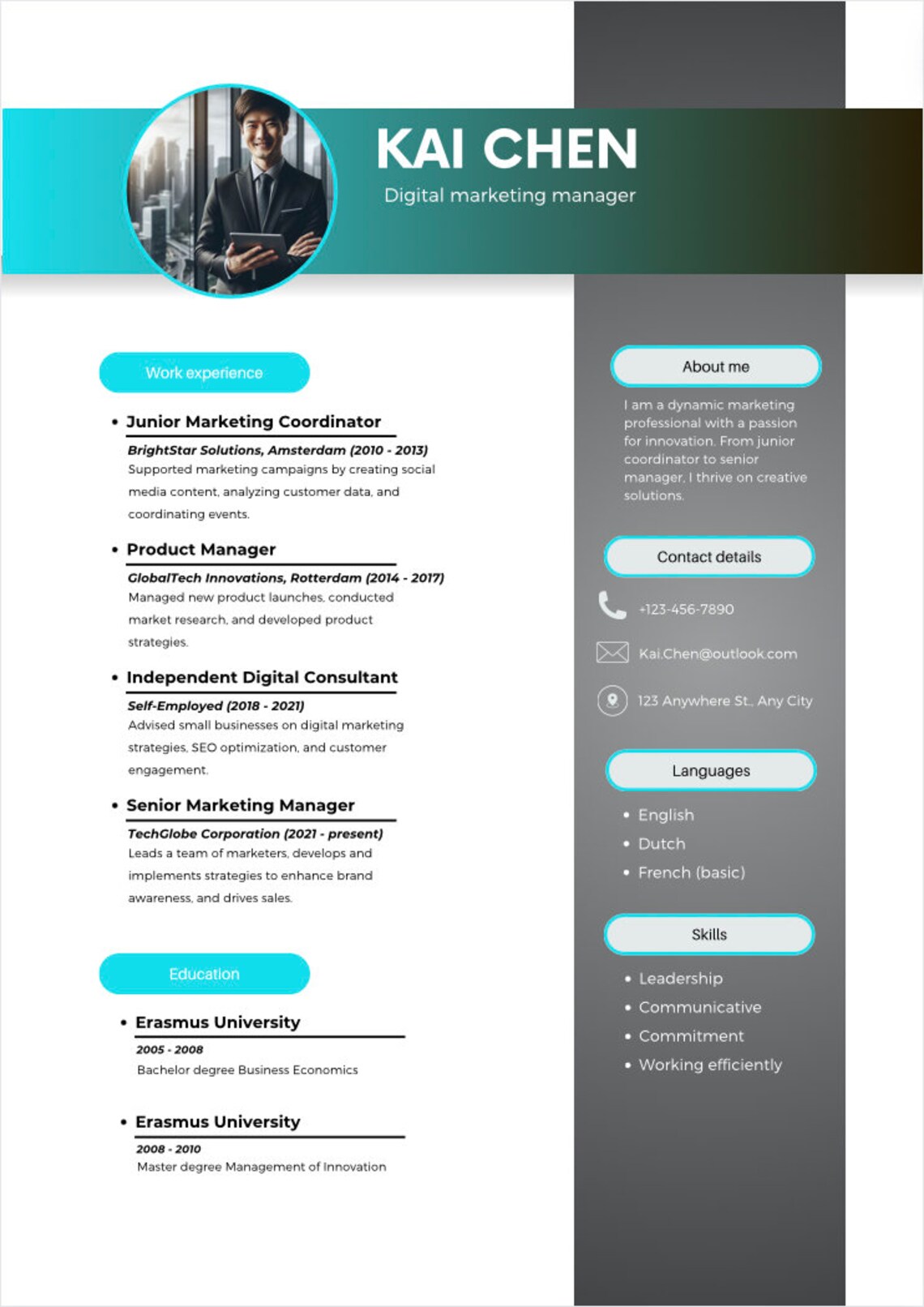 Customizable CV Template, 10 Colors (digital Download) - Etsy