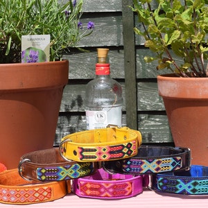 Handmade Mexican Leather Dog Collars: Large Dogs - (Fits Neck 40cm - 44cm )