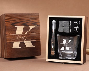 Personalisiertes Whiskyglas-Set mit Holzkiste, Personalisiertes Groomsmen-Geschenk, Trauzeugengeschenk, Groomsman-Vorschlag, Freundgeschenk, Geschenke für Männer