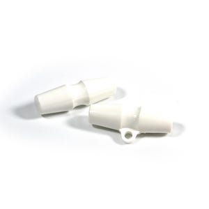 May include: Two white plastic toggle buttons with a loop on one of the buttons.