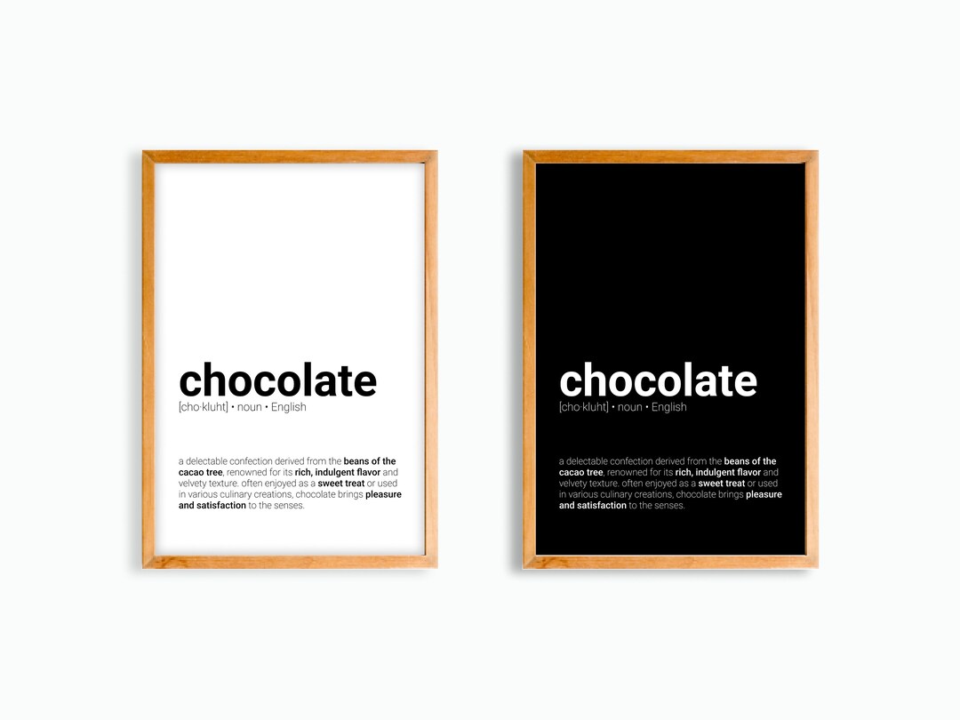 Chocolate Definition Printable Poster Chocolate Meaning Etsy