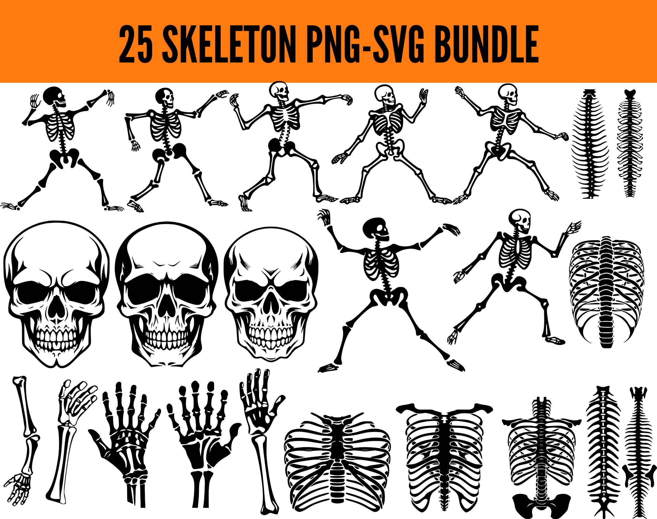 Skeleton SVG Bundle Halloween Skeleton Skeleton Clipart Skeleton SVG ...
