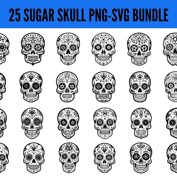 Sugar Skull SVG Bundle - Sugar Skull SVG - Sugar Skull Clipart - Sugar Skull SVG Cut Files for Cricut - Sugar Skull Svg - Sugar Skull Design