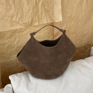 Mini Lotus Tote Bags, Women's Leather Pouch Bags, Small Cute Handheld Bags, Leather Tote for Women