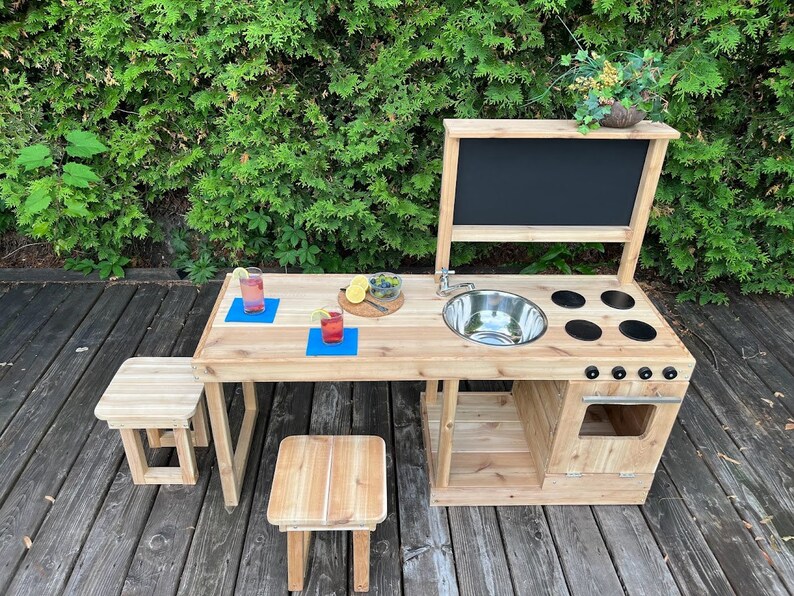 Kids Mud Kitchen Play Kitchen Cedar Play Kitchen for Toddlers and Kids