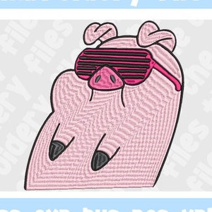 Archivo de bordado Cool Waddles, archivo de bordado de cerdo de dibujos animados, descarga digital, descarga instantánea