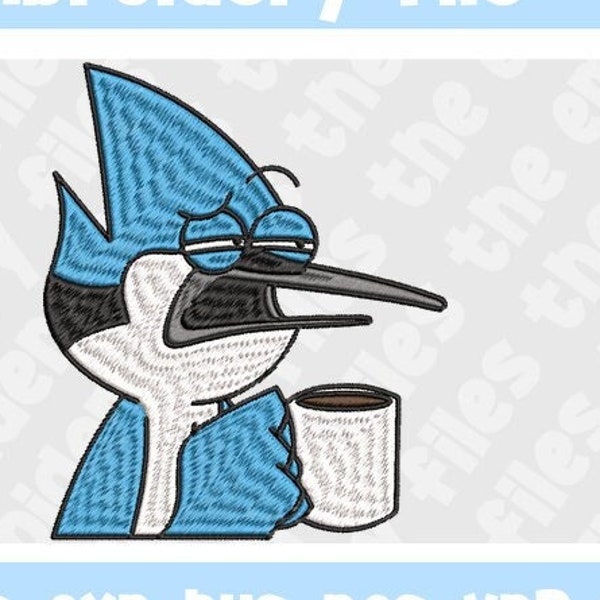 Tired Mordecai Embroidery File, Regular Show Embroidery File, Digital Download, Instant Download